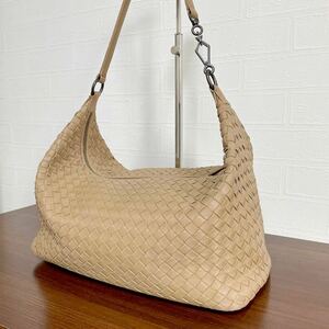 1円【至高の逸品】BOTTEGA VENETA ボッテガヴェネタ ハンドバッグ ワンショルダーバッグ レザー イントレチャート ベージュ系 保存袋