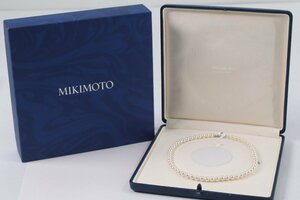 MIKIMOTO ミキモト パール 本真珠 ネックレス Mチャーム付き 留め具 K18 約6.0-6.4mm珠 アクセサリー ケース付き 4902-A