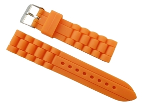 20mm シリコンラバー 腕時計 ベルト オレンジ 橙 バネ棒 2本付き セイコー オメガ ロンジン等に CH0050OR3