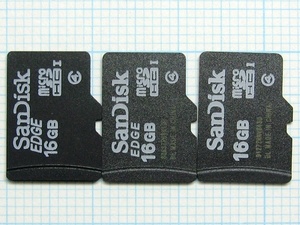 ★SanDisk micro SDHC メモリーカード １６ＧＢ ３枚 中古★送料６３円～