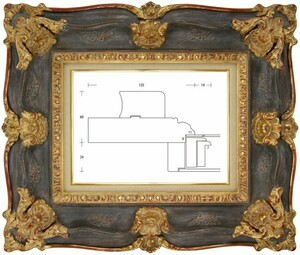 額縁 油彩額縁 油絵額縁 木製フレーム ルイ式角花ニ段 サイズF50号