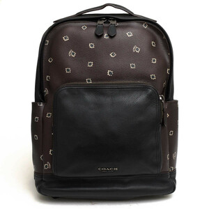 COACH コーチ リュック F37592 Graham Backpack With Spikey Diamond Print グラハム バックパック PVCコーテッドキャンバス 牛革 A4サイ