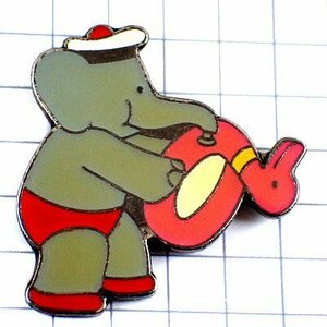 ピンバッジ・ぞうのババールと家鴨アヒルの浮き輪 BABAR◆フランス限定ピンズ◆レアなヴィンテージものピンバッチ