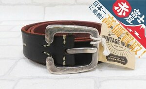 2A7001-11/未使用品 Vintage Works Leather belt DH5536 ヴィンテージワークス レザーベルト 茶芯 サイズ31