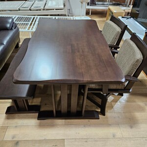 【美品】 ダイニングテーブル　テーブル　家具　ブラウン　回転椅子　セット　コレクション　