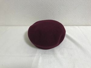 美品本物カシラCA4LAウールベレーハンチングハット帽子レッドパープル赤紫レディースメンズスーツビジネス日本製