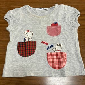 ファミリア 半袖Tシャツ 80センチ　トップス　キッズ　ベビー服　半袖カットソー　familiar 女の子　定番チェック