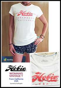 USA直輸入【Hobie Surfbords】ヴィンテージTシャツ★♀レディースモデル！入手困難！貴重な本物USA現地モデル！一点限り！激レア！