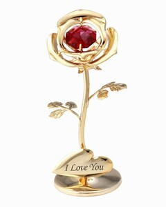 【送料無料】【おまけ付】小さな 薔薇 置物 ゴールド 誕生日プレゼント 花 バラ ギフト 女性 母 お祝い 記念日 スワロフスキー クリスタル