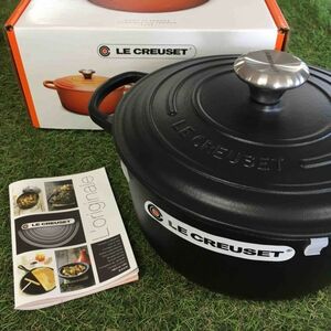 GX2232 LE CREUSET ル・クルーゼ 両手鍋 ココット ロンド 21177-24cm ホーロー鍋 料理 調理器具 ブラック 箱汚れ有り 未使用 保管品 鍋