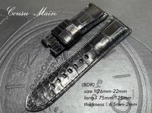 26mm-22mm シャイニングアリゲーター（艶あり）×特殊防水ラバーレザー Dバックル用（パネライ PANERAI 47mmケース）向　CousuMain S493