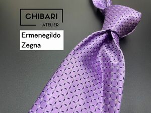 【超美品】ErmenegildoZegna　エルメネジルドゼニア　ドット柄　ネクタイ　3本以上送料無料　パープル　光沢　0503230