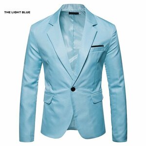2XL ライトブルー テーラード ジャケット メンズ レギュラー 全8色 紳士服 ビジネス スーツ カジュアル コスプレ用 パーティー