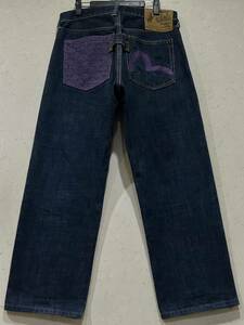 ※EVISU PARIS エヴィス エビス パリス N°5004 TAILLE パープルペイント セルビッチ デニムパンツ 濃紺 34 　　　　　　 BJBC.I