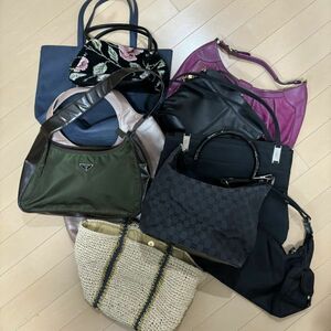 【1円スタート】【ジャンク】レディース　バッグ　まとめ　10点　PRADA　プラダ　GUCCI　グッチ　JM01