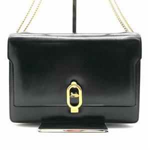 1円 良品 CELINE セリーヌ 馬車金具 ヴィンテージ レザー ハンド ワンショルダー バッグ ブラック a2996