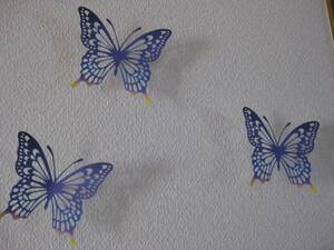 浮かし貼り切り絵　プリント蝶々　ブルーカラー