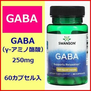 GABA ギャバ ガンマアミノ酪酸 250mg 60カプセル ストレス 抑制性神経伝達物質 サプリメント 健康食品 Swanson