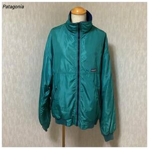 ☆ヴィンテージ 80s☆ Patagonia パタゴニア ナイロン 裏フリース メンズジャケット LL グリーン系