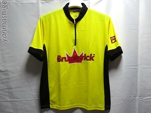 Brunswick [Lサイズ] ドライハーフジップシャツ ショーンラッシュ 廃番[イエローxブラックxレッド] ボウリングシャツ ブランズウィック