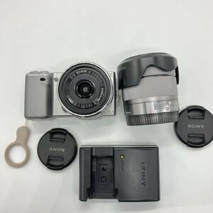 1円〜 4F SONY デジタル一眼カメラ α（アルファ） NEX-5 シルバー デジカメ 動作確認済み バッテリー・充電器付き 交換レンズ付き 
