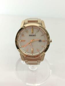 SEIKO◆ソーラー腕時計/アナログ/ステンレス/WHT/GLD/V137-0DK1