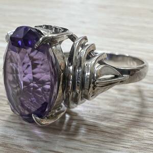 K14WG 薄紫色石 リング ホワイトゴールド カラーストーン 指輪 5.3g 12号 アクセサリー ジュエリー【10690
