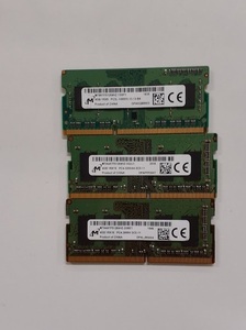 L0501-01　PCメモリ3枚セット Micron PC3L-14900S(DDR3)×1 PC4-3200A(DDR4)×1 PC4-2666V(DDR4)×1 各4GB 計12GB
