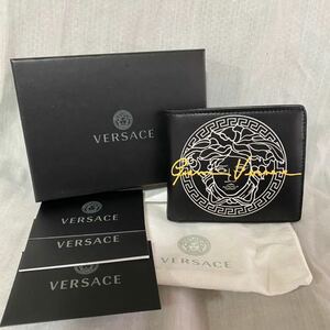 新品 本物正規品 VERSACE メンズ レザー 二つ折り 財布 黒 メデューサ