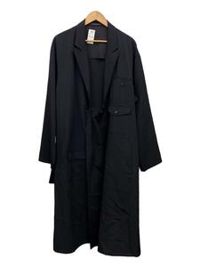 yohji yamamoto POUR HOMME◆ウールギャバ民族コート/3/ウール/ブラック