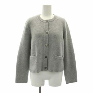 セオリー theory 23AW Felted Wool Cash Classic Knit JKT ニットジャケット カーディガン ノーカラー ウール カシミヤ混 S グレー /HS ■O