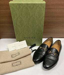 極美品♪ GUCCI グッチ ホースビット ローファー レザー ゴールド 革靴 シューズバッグ 箱付 サイズ37 黒 ブラック スリッポン モカシン