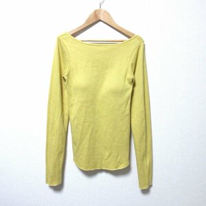 美品 MY WEAKNESS マイウィークネス ソフトリブT パッド付き バックシャン ボートネック 長袖 カットソー Tシャツ F イエロー ◆