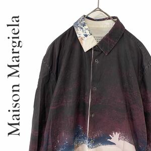 Maison Martin Margiela メゾンマルタンマルジェラ　ペイントシャツ　メンズ　2017aw デザインシャツ　カレンダータグ　長袖