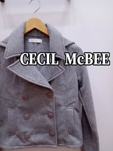 H039 CECIL McBEE セシル・マクビー フード付ジャケット レディースM トレーナー生地 裏起毛 薄いグレー 