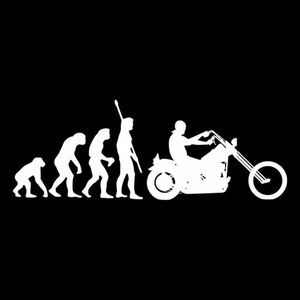 アメリカンバイク　オートバイ　クルーザー　人類の進化　人類進化論　自動車　ボディ　ウィンドウ　クーラーボックス　貼付　ステッカーK