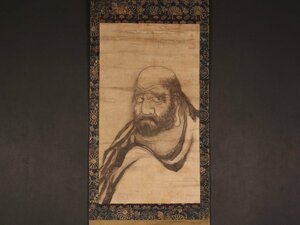 【模写】【伝来】sh9556〈雲谷等顔〉達磨図 雲谷派の祖 江戸時代前期 中国画