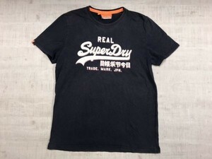 スーパードライ Superdry 極度乾燥しなさい ロゴプリント 漢字 中国語 オールド アメカジ サーフ 半袖Tシャツ メンズ XXL 紺