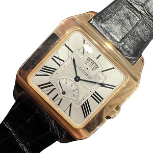 カルティエ Cartier サントス デュモン カレンダー&パワーリザーブ W2020067 ホワイト K18PG 腕時計 メンズ 中古