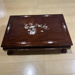 中国美術　唐木　花梨　螺鈿細工　テーブル　9.8キロ