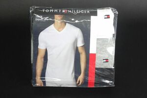トミーヒルフィガー メンズ Vネック Tシャツ 3枚セット 米国サイズS ホワイト グレー ブラック 綿100％★送料520円