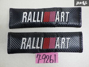 RALLIART ラリーアート シートベルト パッド ショルダーパッド カバー カーボン調 黒系 2個 即納 ランエボ 7 8 9 10 X パジェロ コルト