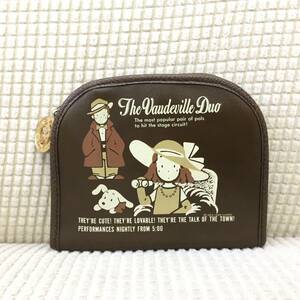 [財布] レトロ「THE VAUDEVILLE DUO：ザ ボードビルデュオ」1983.1989 sanrio：サンリオ 折りたたみ 小銭入れ カードポケットあり 茶色系