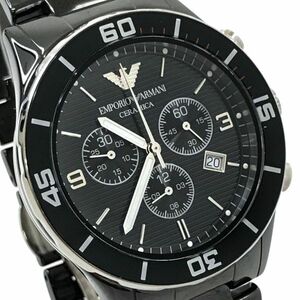 新品 EMPORIO ARMANI エンポリオアルマーニ 腕時計 AR-1421 クオーツ アナログ ラウンド ブラック クロノグラフ カレンダー コレクション