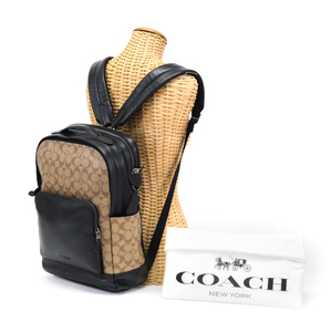 コーチ COACH グラハム バックパック レザー PVC シグネチャー F38755 リュック デイパック バッグ メンズ ブラック / ブラウン 中古