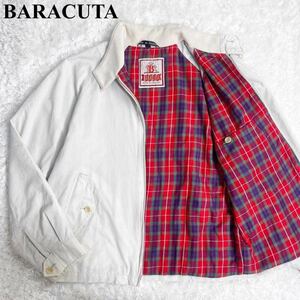 希少 入手困難 BARACUTA バラクータ G3 スイングトップ ブルゾン ハリントンジャケット チェック柄 コットン アイボリー レッド 英国製 G9