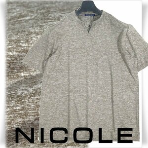 新品1円～★ニコル セレクション NICOLE selection メンズ ストレッチ 半袖 デザインカットソー 50 LL チャコール Tシャツ 本物 ◆1584◆