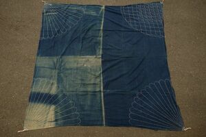 2233F13◆刺し子風呂敷◆手刺し◆藍染木綿古布◆大判風呂敷◆6幅◆INDIGO BLUE SASHIKO ANTIQUE◆