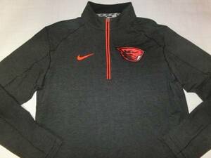 激レア USA購入【Nike】製 機能素材【DRI FIT】 USカレッジオレゴン州立大学ビーバーズ【OREGON ST BEAVERS】ハーフジップジャケットUS L灰