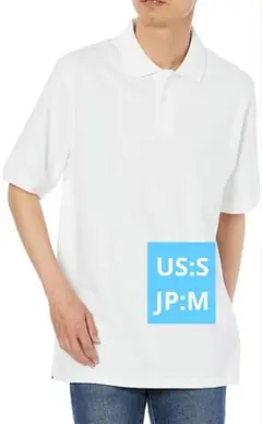 ポロシャツ コットンピケ メンズ ホワイト US:S JP:M サイズ  ①